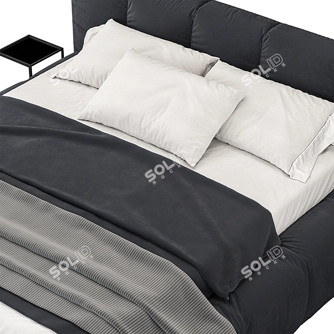 Italian Tufty Black Bed 3D model image 3