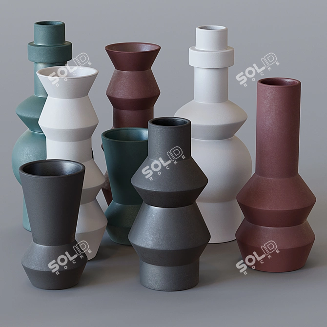 Modern Ceramic Totem Vases by West Elm 3D model image 1