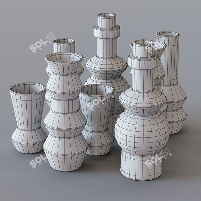 Modern Ceramic Totem Vases by West Elm 3D model image 2