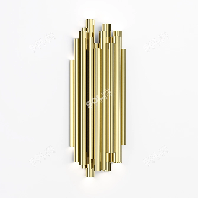 Brubeck Brass Wall Sconce: Industrial Chic Illumination 3D model image 2