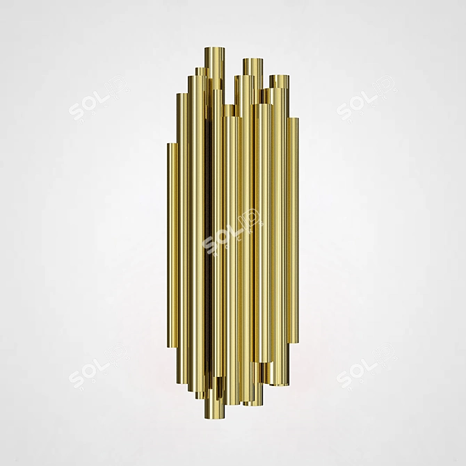 Brubeck Brass Wall Sconce: Industrial Chic Illumination 3D model image 3