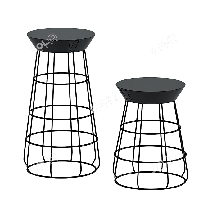 Sleek Height-Adjustable Stool 3D model image 1