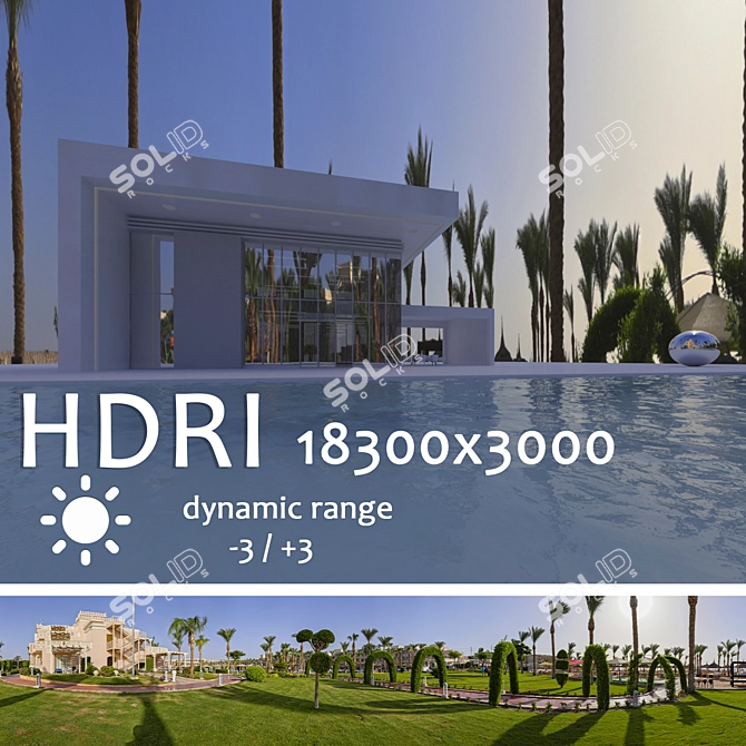 Egyptian Oasis: HDRI Daytime Pool 3D model image 1