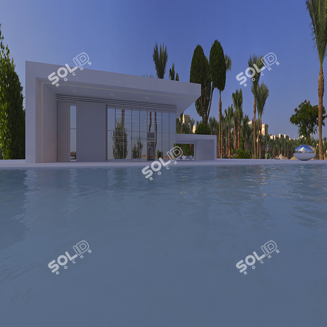 Egyptian Oasis: HDRI Daytime Pool 3D model image 4