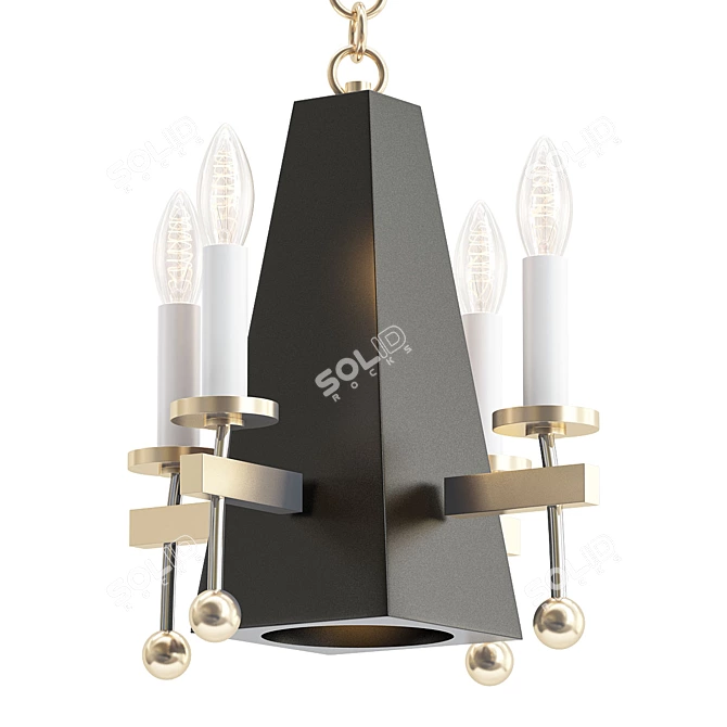 Pyramid Chandelier: Chrome & Brass 3D model image 1