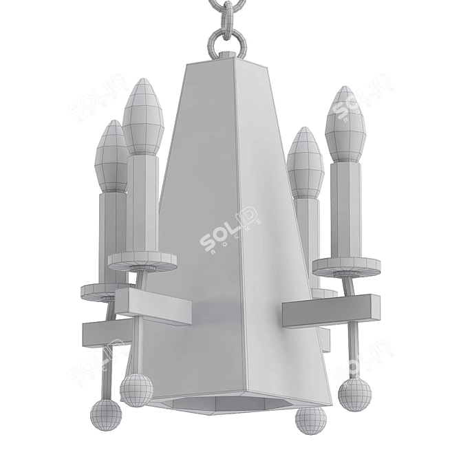 Pyramid Chandelier: Chrome & Brass 3D model image 2