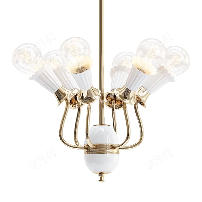 Vintage Italian Six-Arm Ceiling Light 3D model image 1