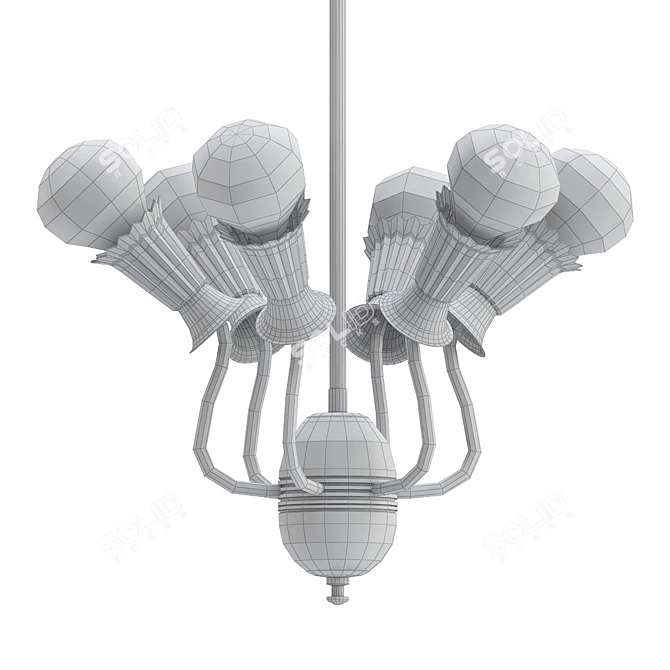 Vintage Italian Six-Arm Ceiling Light 3D model image 2