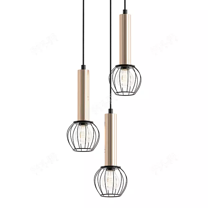 Modern Black and Bronze Pendant Light 3D model image 1