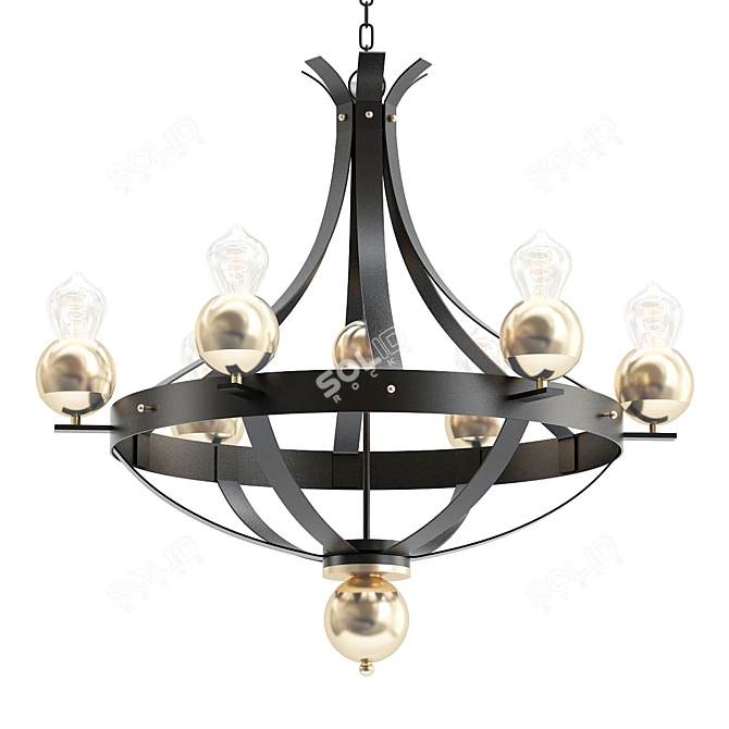 Elegant Red Gold Chandelier 3D model image 1