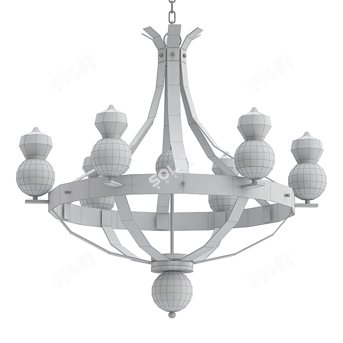 Elegant Red Gold Chandelier 3D model image 2