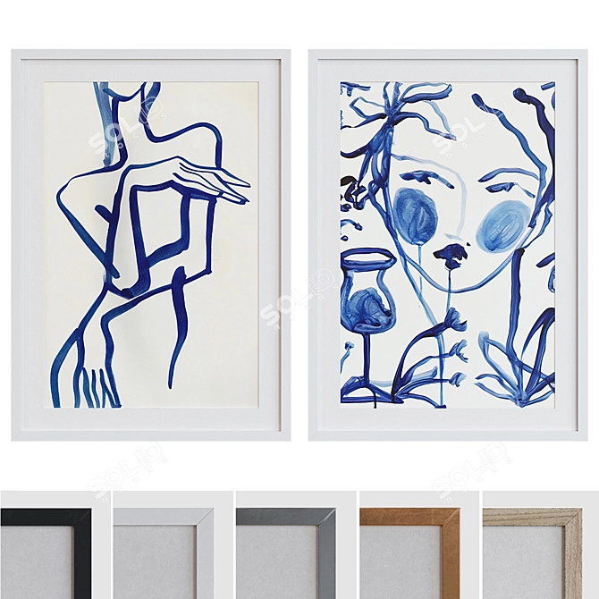 Modern Abstract Frame Set - 2 Frames, 5 Colors 3D model image 1