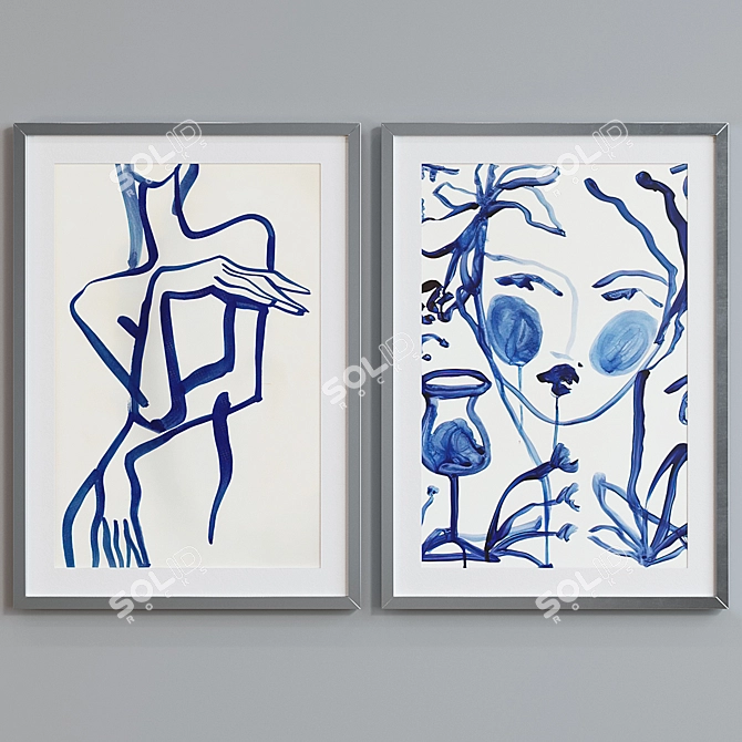 Modern Abstract Frame Set - 2 Frames, 5 Colors 3D model image 5