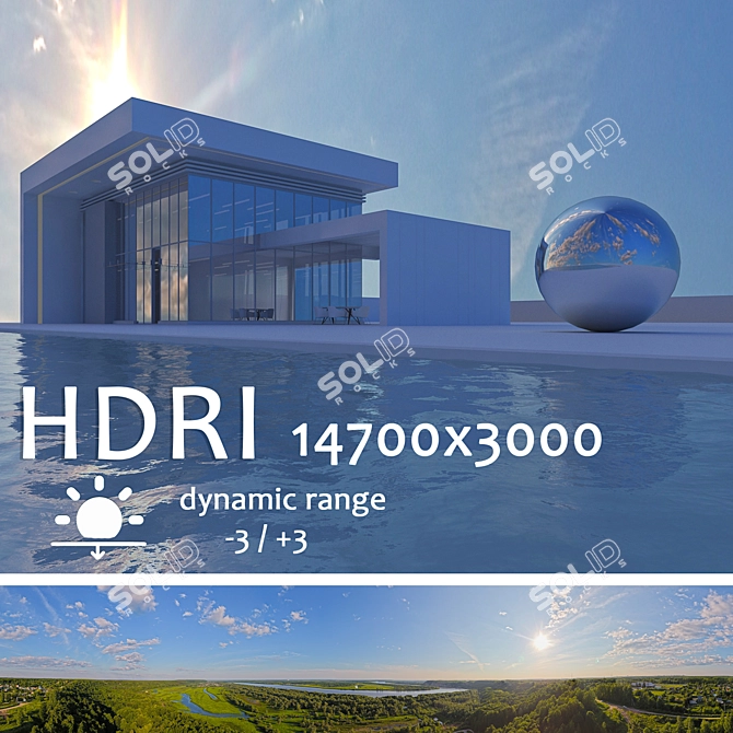 Aerial HDRI: Daylight with Pool 3D model image 1