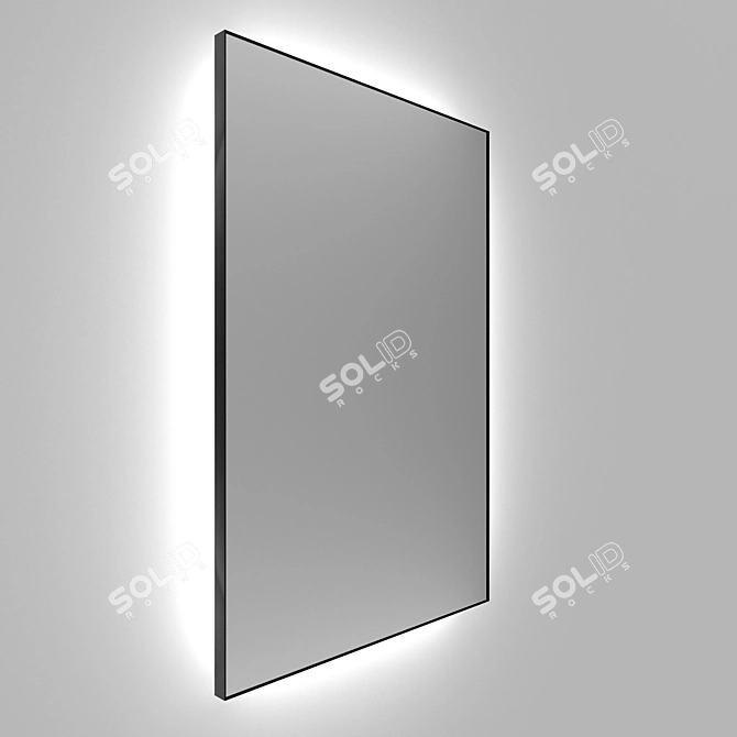 Aluminum Frame Rectangular Mirror with Iron Talon Illumination 3D model image 2