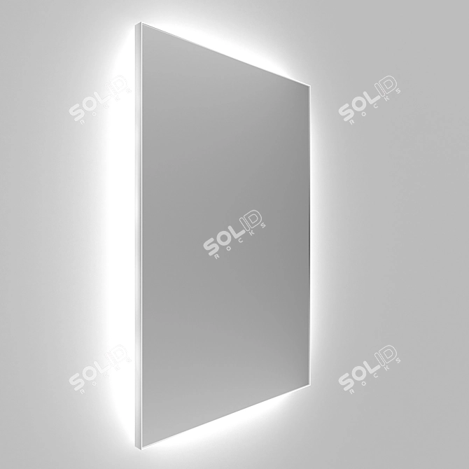 Aluminum Frame Rectangular Mirror with Iron Talon Illumination 3D model image 3