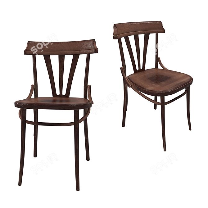 Elegant Lacquered Wooden Chair 3D model image 1