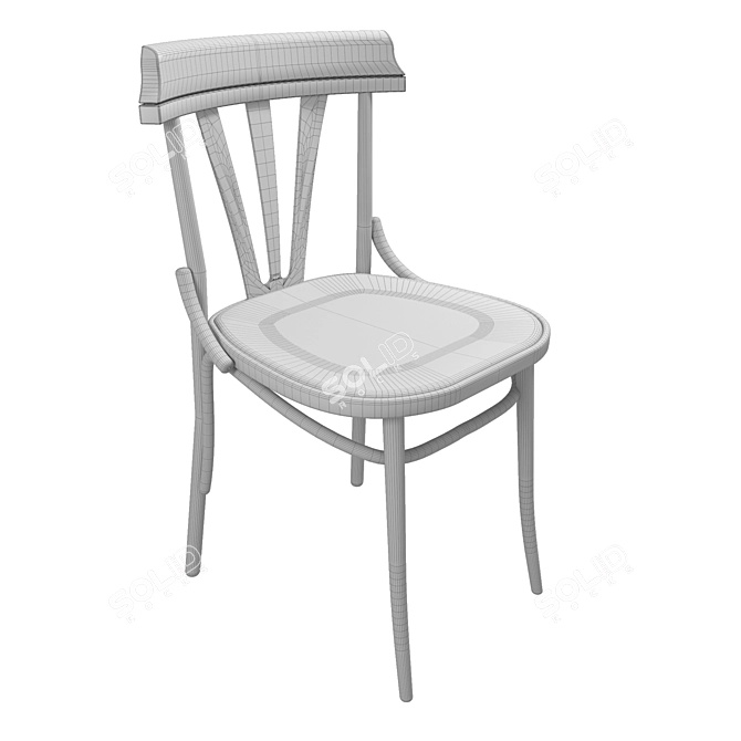 Elegant Lacquered Wooden Chair 3D model image 4