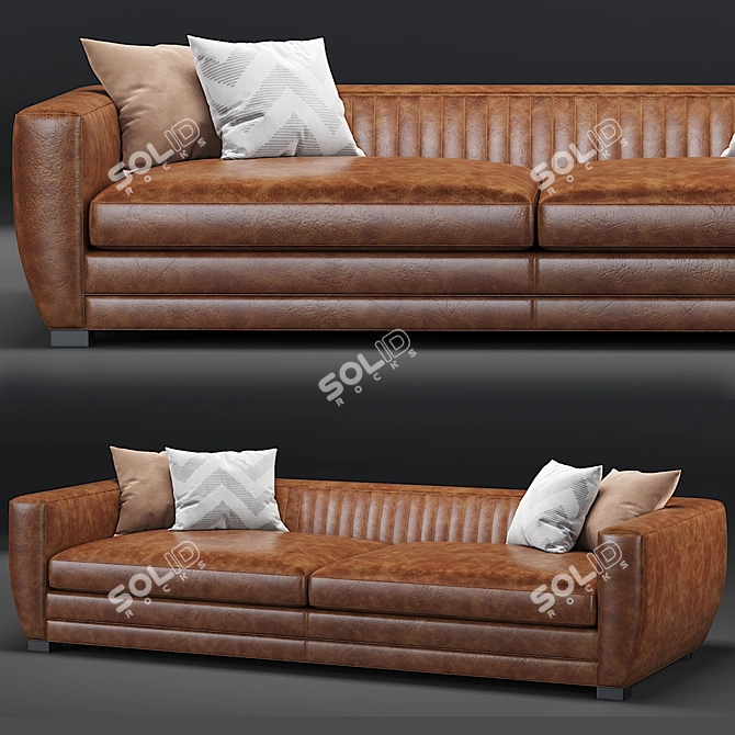 Rourke Contemporary Leather Sofa 3D model image 4