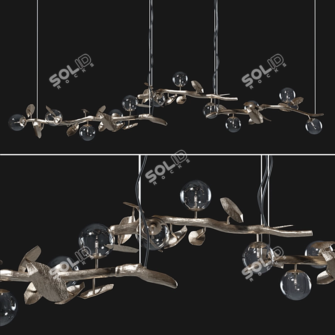 Golden Branch Chandelier: Mythological Marvel 3D model image 1