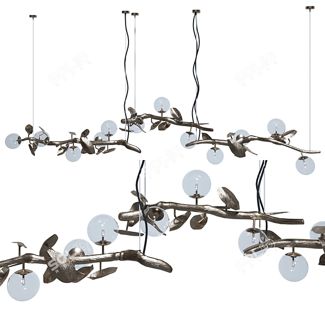 Golden Branch Chandelier: Mythological Marvel 3D model image 4