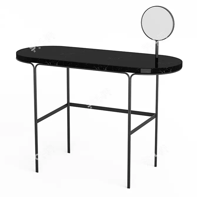 Elegant Marble and Metal Dressing Table 3D model image 1
