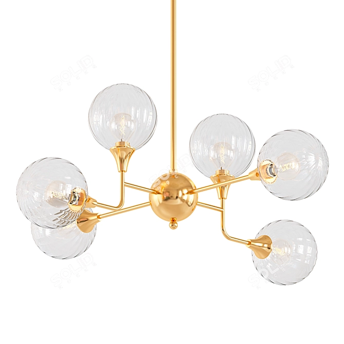 Elegant Bronze Glass Ceiling Light 3D model image 1