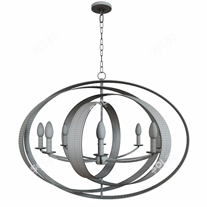 Lustrous Bronze and Gold Oval Chandelier 3D model image 3