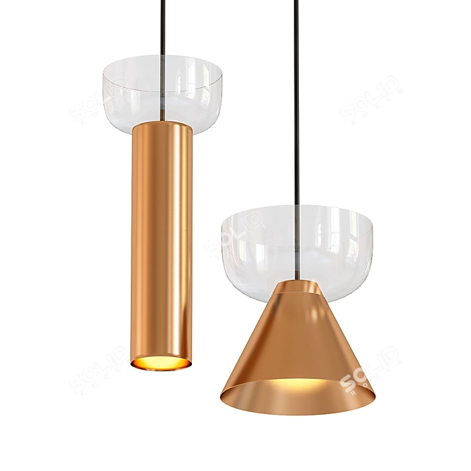 Elegant Glass Pendant Lights 3D model image 1