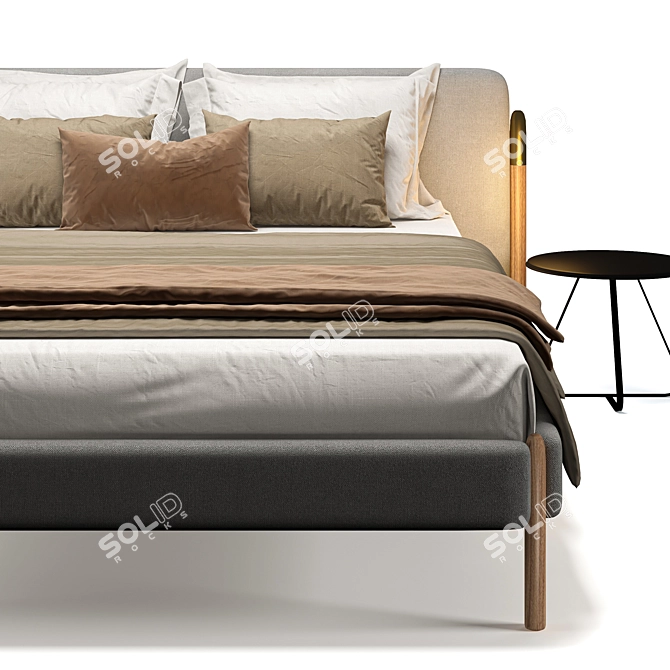 Elegant Bolzano Queen Bed: Cream, Green, Blue 3D model image 4