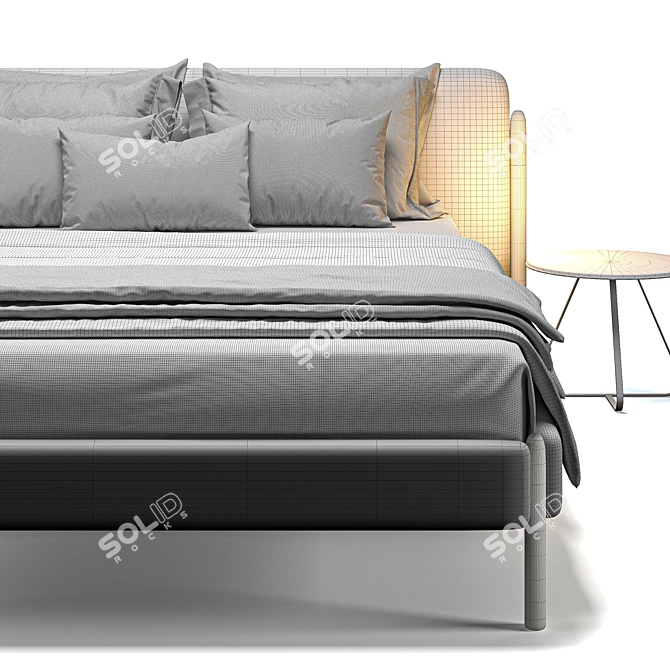 Elegant Bolzano Queen Bed: Cream, Green, Blue 3D model image 5