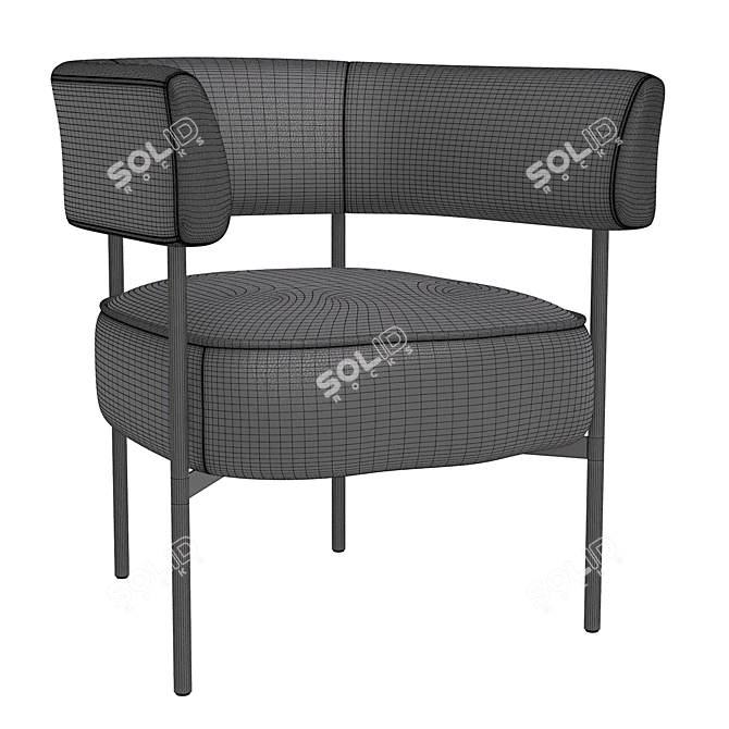 Modern Armchair in Black Leather and Fabric - Morton AM.PM 3D model image 5