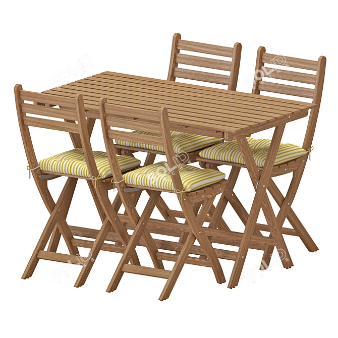 Foldable Outdoor Table and Chairs Set 3D model image 1