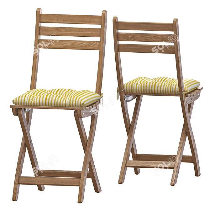 Foldable Outdoor Table and Chairs Set 3D model image 2