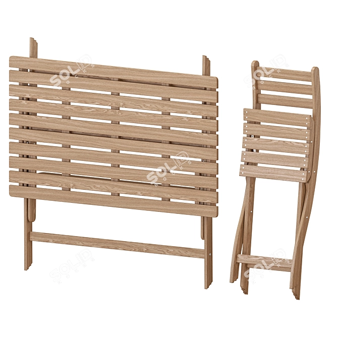 Foldable Outdoor Table and Chairs Set 3D model image 4