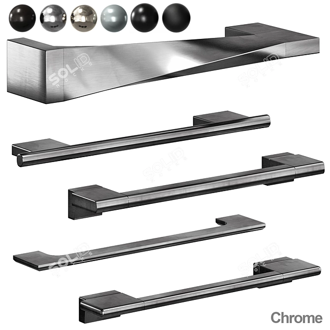 6 Materials Door Handles: Versatile, Durable, Stylish 3D model image 2