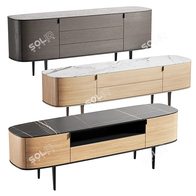 Elegant Poliform Symphony Sideboards 3D model image 1