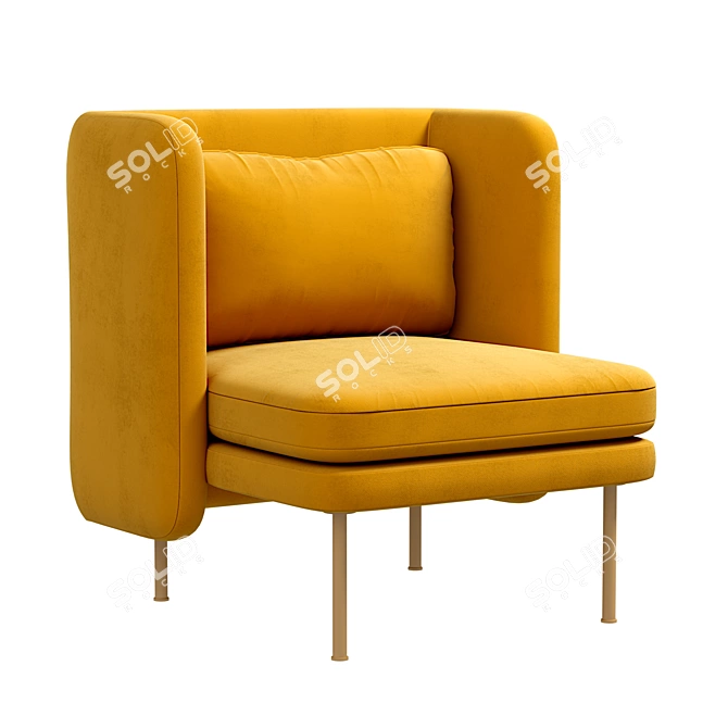 Opulent Velvet Lounge Chair 3D model image 1