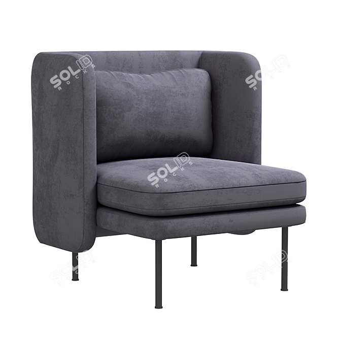 Opulent Velvet Lounge Chair 3D model image 2