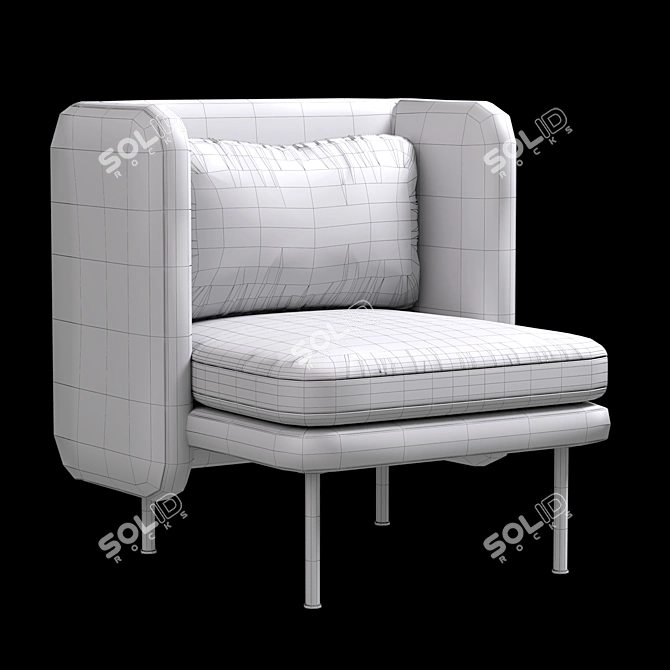 Opulent Velvet Lounge Chair 3D model image 4