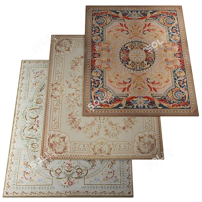 Vintage French Louis XIV Style Rug 3D model image 1