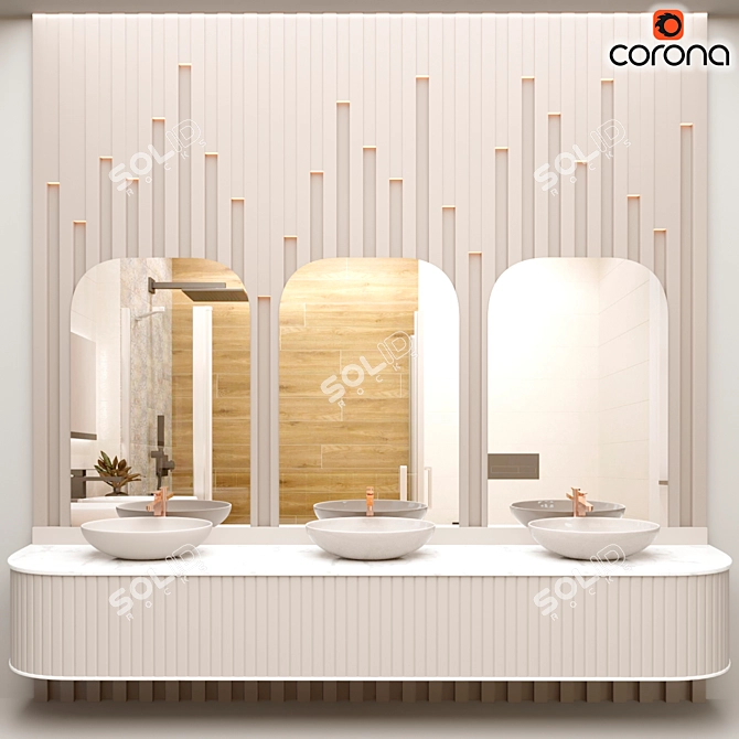 Elegant Bathroom Set 3D model image 1