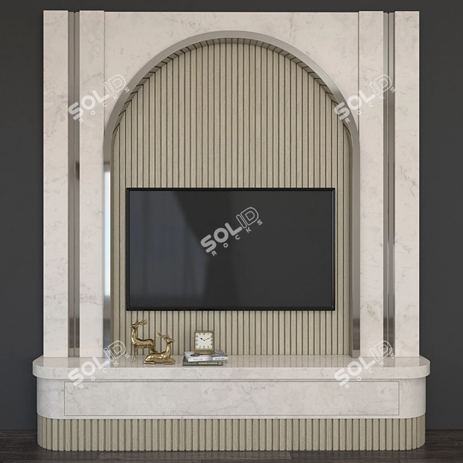 Modern TV Wall Unit with 65" Screen 3D model image 1