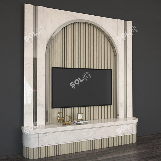 Modern TV Wall Unit with 65" Screen 3D model image 3