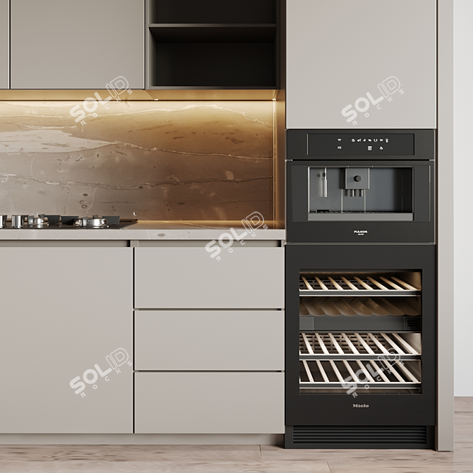 Title: Modern 42: Fully Customizable Kitchen with Appliances 3D model image 5