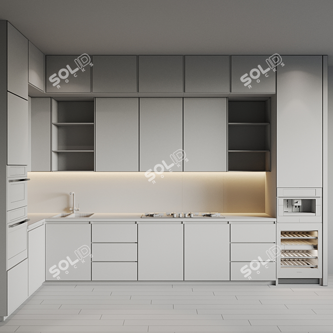 Title: Modern 42: Fully Customizable Kitchen with Appliances 3D model image 6