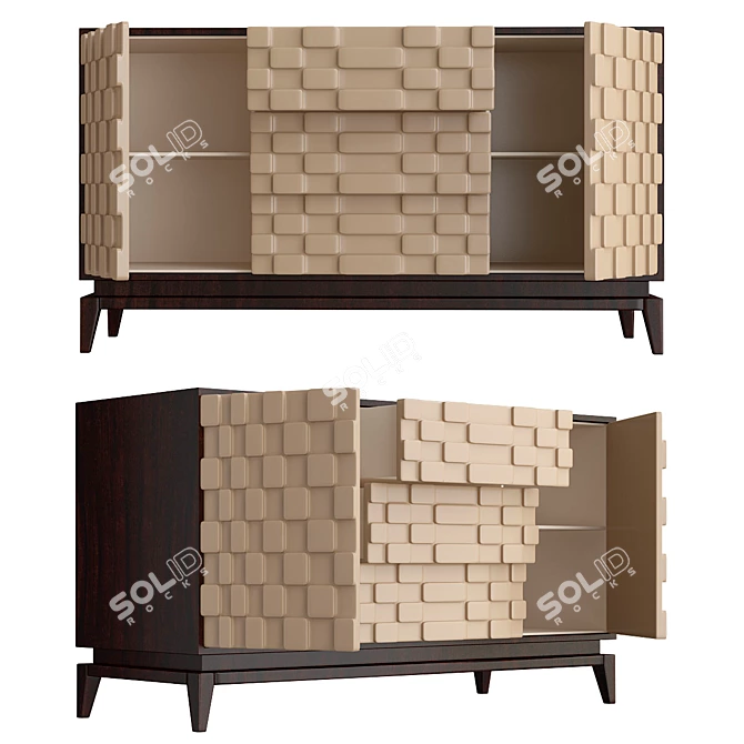 Elegant Oak Buffet with Storage 3D model image 1