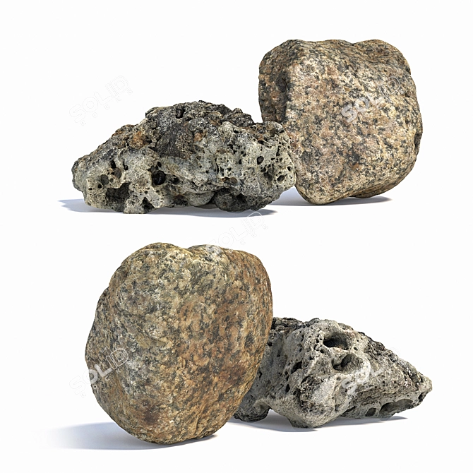 Scenic Stone 343: High-Quality Textured Landscape Stones 3D model image 1