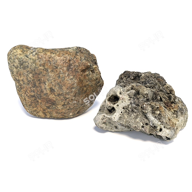 Scenic Stone 343: High-Quality Textured Landscape Stones 3D model image 2