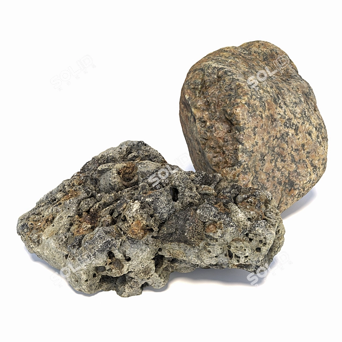 Scenic Stone 343: High-Quality Textured Landscape Stones 3D model image 4